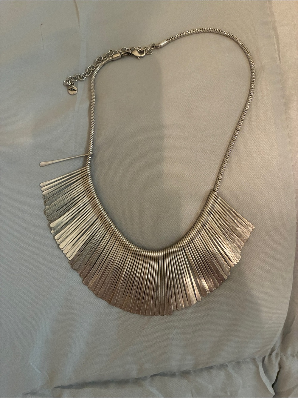 Stella & Dot Silver Fan Fringe Bib Necklace